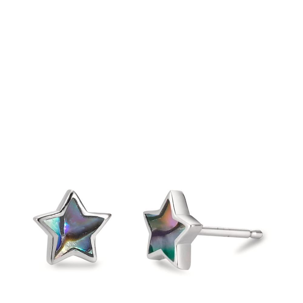 Stud earrings Silver Abalone Star Ø8 mm