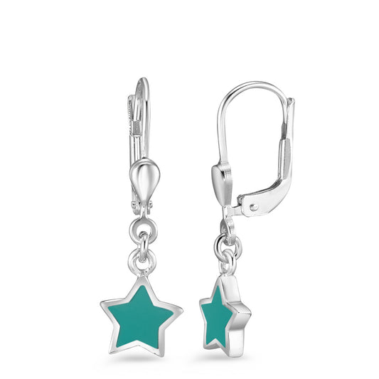 Drop Earrings Silver Turquoise Rhodium plated Star