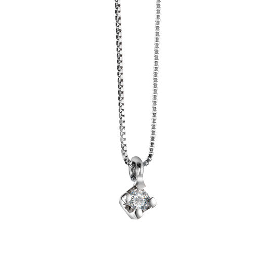 Necklace with pendant 18k White Gold Diamond 0.03 ct, vsi 42 cm