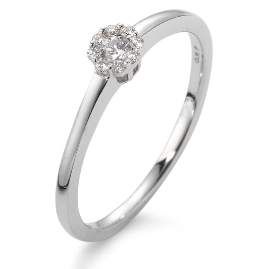 Ring 18k White Gold Diamond White, 0.10 ct, 9 Stones, w-si