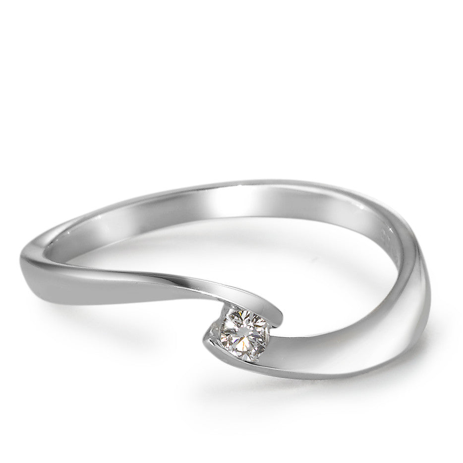 Solitaire ring 18k White Gold Diamond White, 0.06 ct, brilliant, w-si