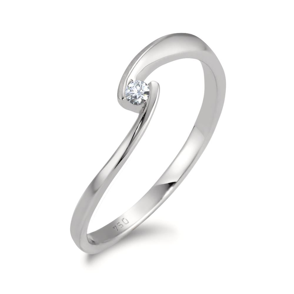 Solitaire ring 18k White Gold Diamond White, 0.04 ct, brilliant, w-si