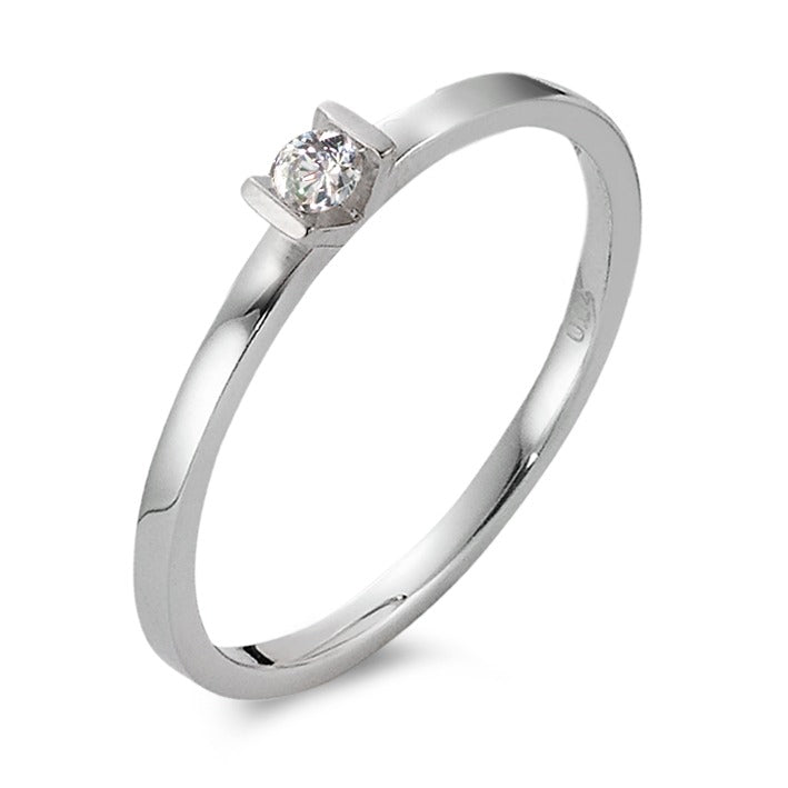 Solitaire ring 18k White Gold Diamond White, 0.07 ct, brilliant, w-si