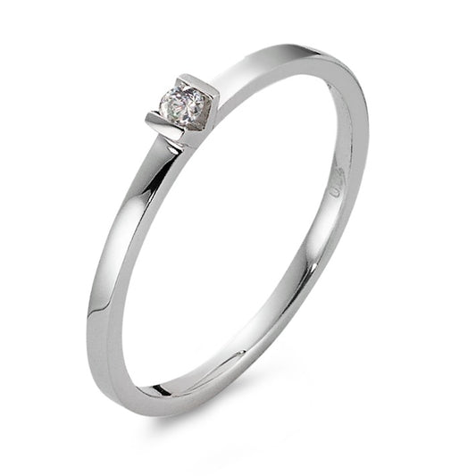 Solitaire ring 18k White Gold Diamond White, 0.04 ct, brilliant, w-si