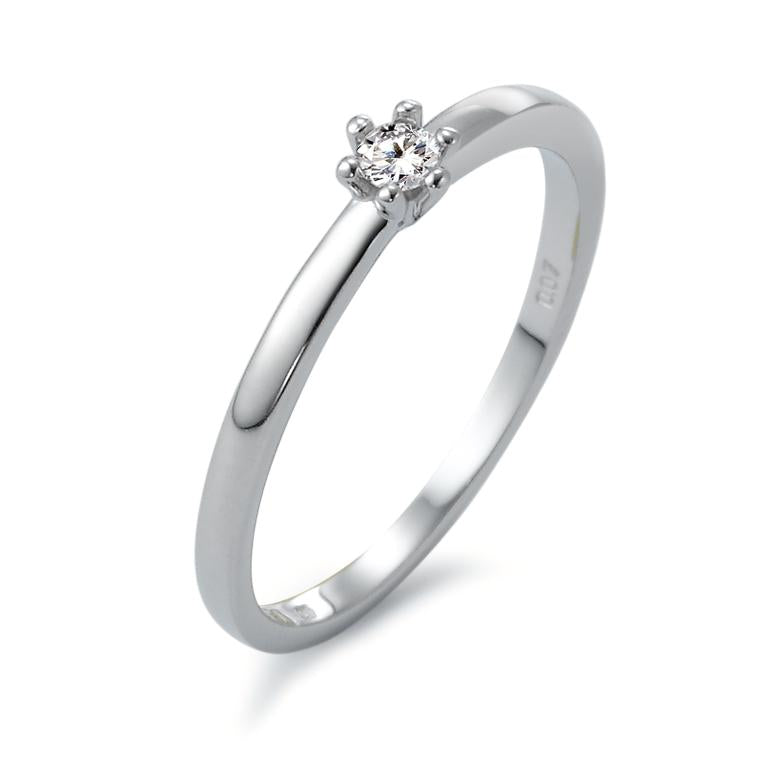 Solitaire ring 18k White Gold Diamond White, 0.07 ct, brilliant, w-si