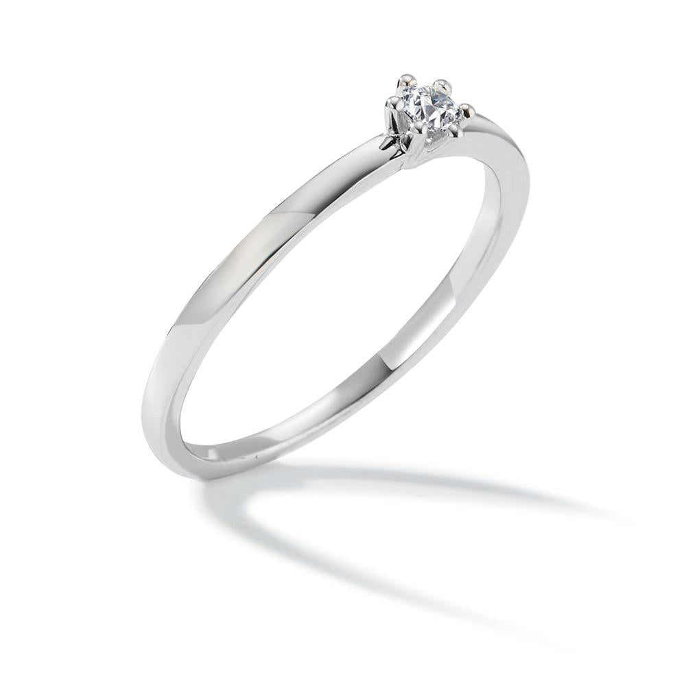 Solitaire ring 18k White Gold Diamond White, 0.07 ct, brilliant, w-si