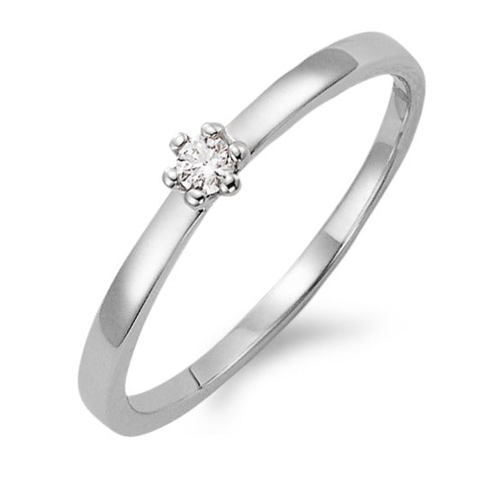 Solitaire ring 18k White Gold Diamond White, 0.05 ct, brilliant, w-si