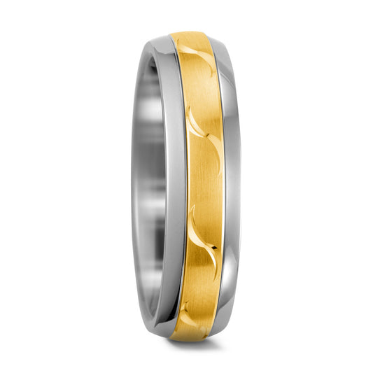 Wedding Ring Titanium, 14k Yellow Gold