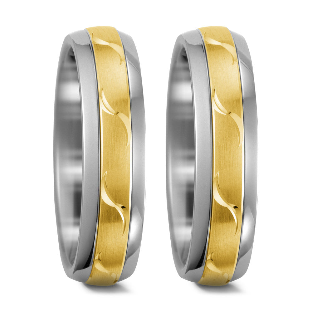 Wedding Ring Titanium, 14k Yellow Gold