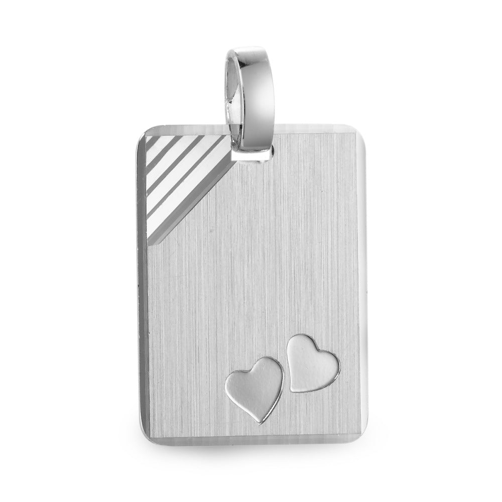 Engravable pendant Silver Rhodium plated Heart