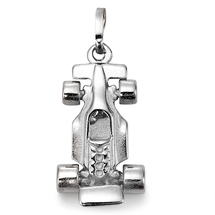 Pendant Silver Rhodium plated Racing Car