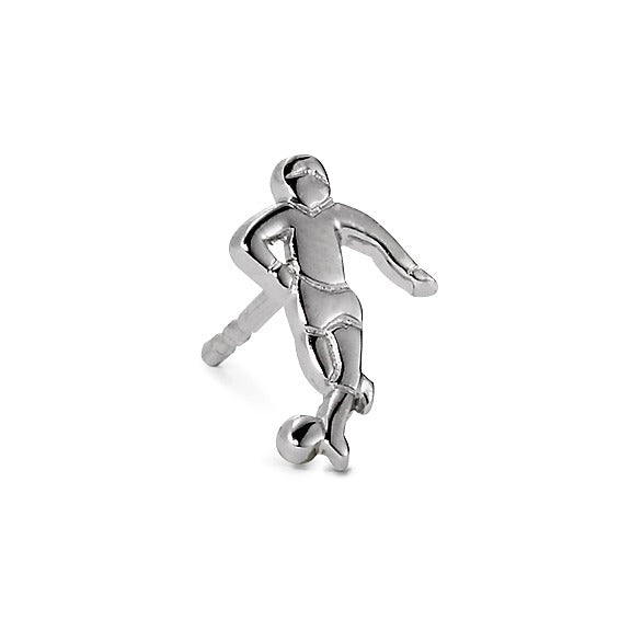 Single stud earring Silver Rhodium plated Football