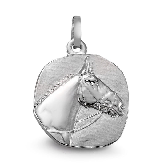 Pendant Silver Rhodium plated Horse Ø15 mm