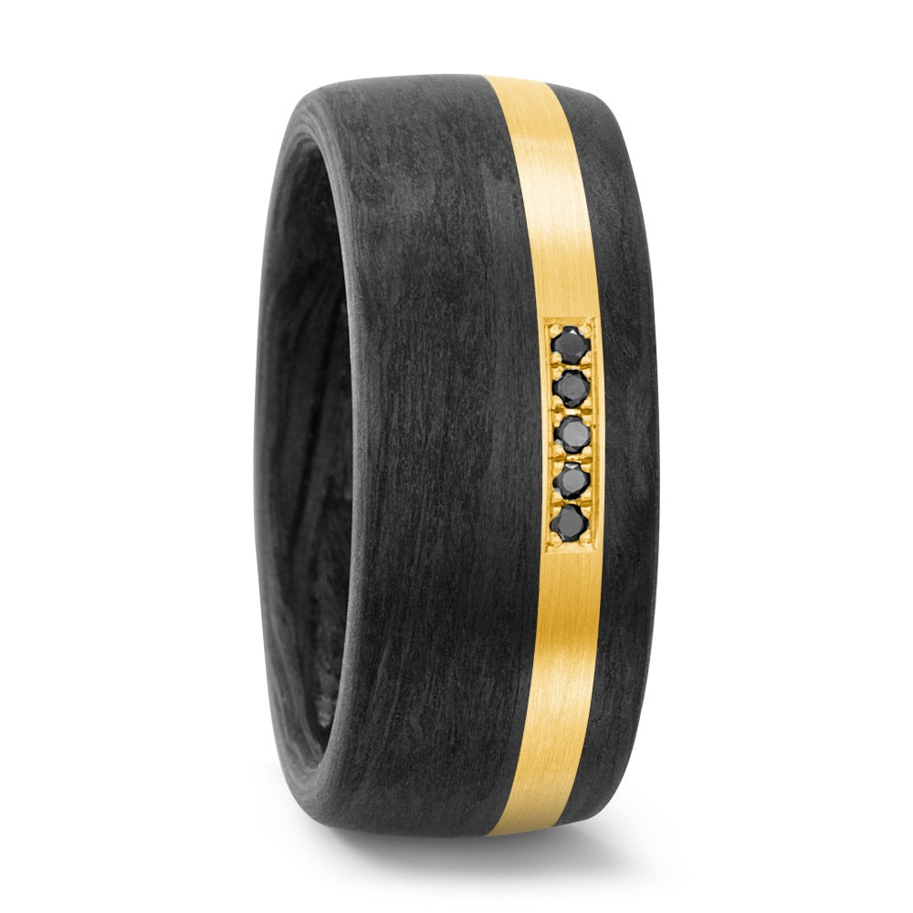 Ring Carbon, 18k Yellow Gold