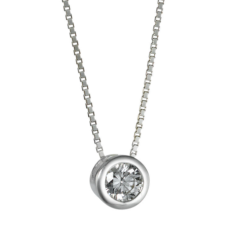 Necklace with pendant Silver Zirconia 38 cm Ø5 mm