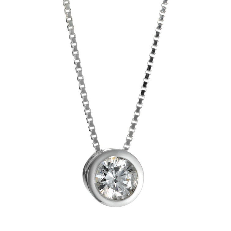 Necklace with pendant Silver Rhodium plated 40 cm Ø6 mm