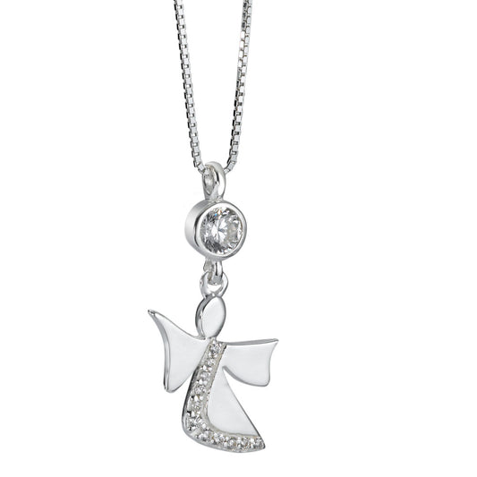 Necklace with pendant Silver Zirconia 12 Stones Angel 40 cm