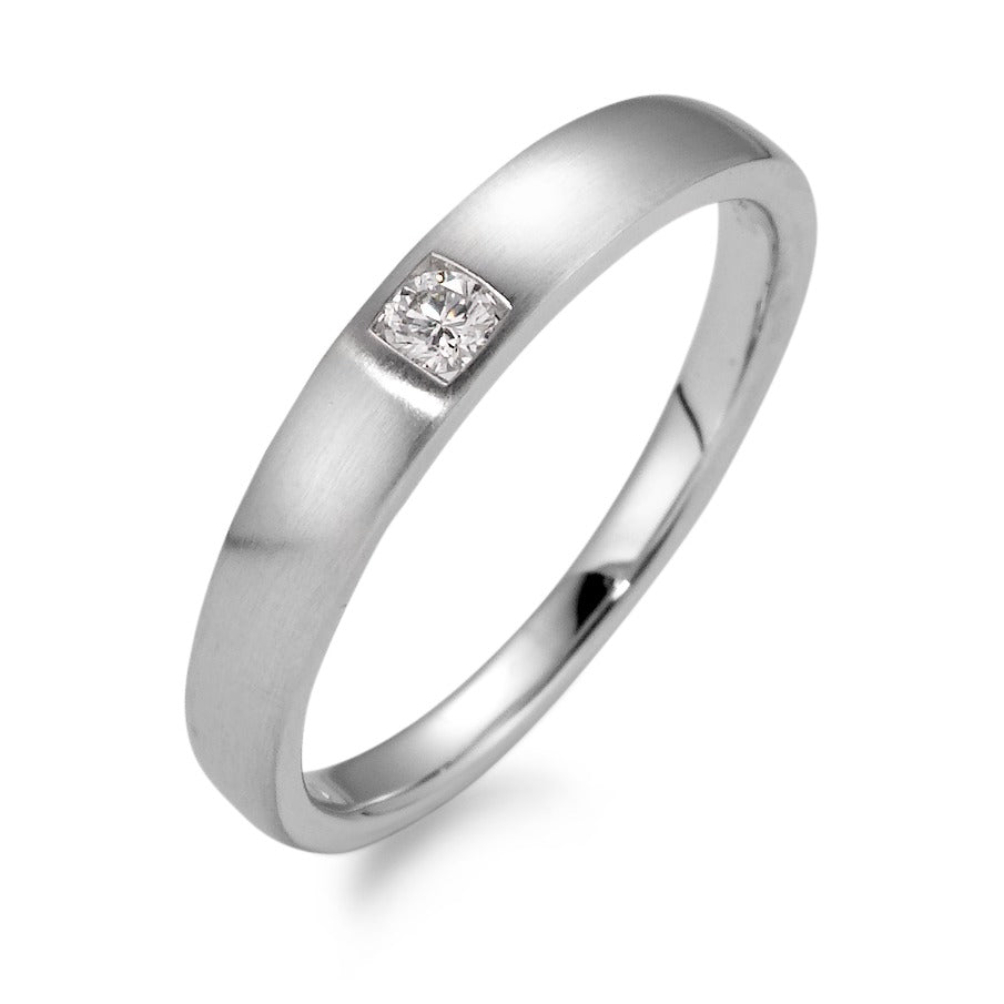 Solitaire ring 18k White Gold Diamond White, 0.07 ct, brilliant, w-si