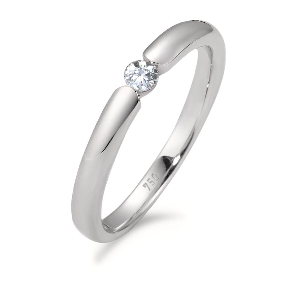 Solitaire ring 18k White Gold Diamond White, 0.08 ct, brilliant, w-si