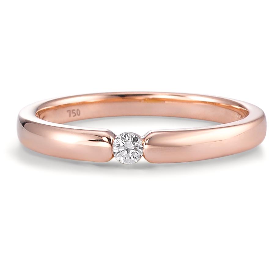 Solitaire ring 18k Rose Gold Diamond White, 0.06 ct, brilliant, w-si