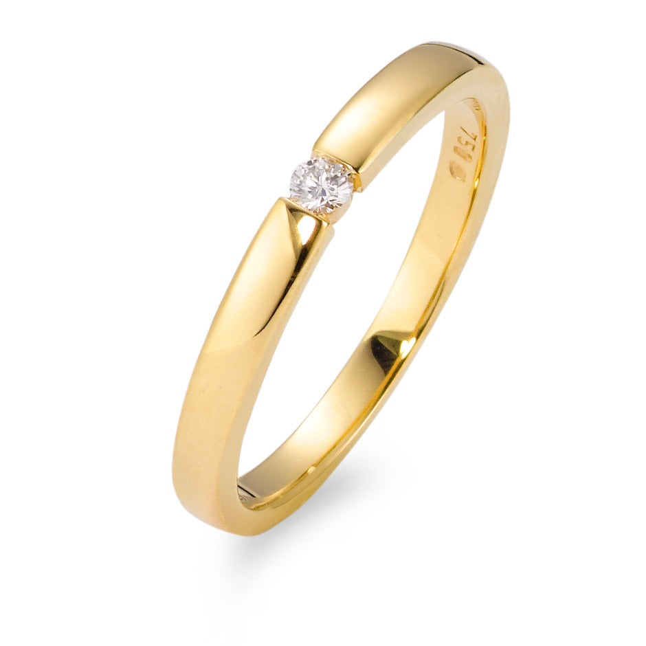 Solitaire ring 18k Yellow Gold Diamond White, 0.05 ct, brilliant, w-si