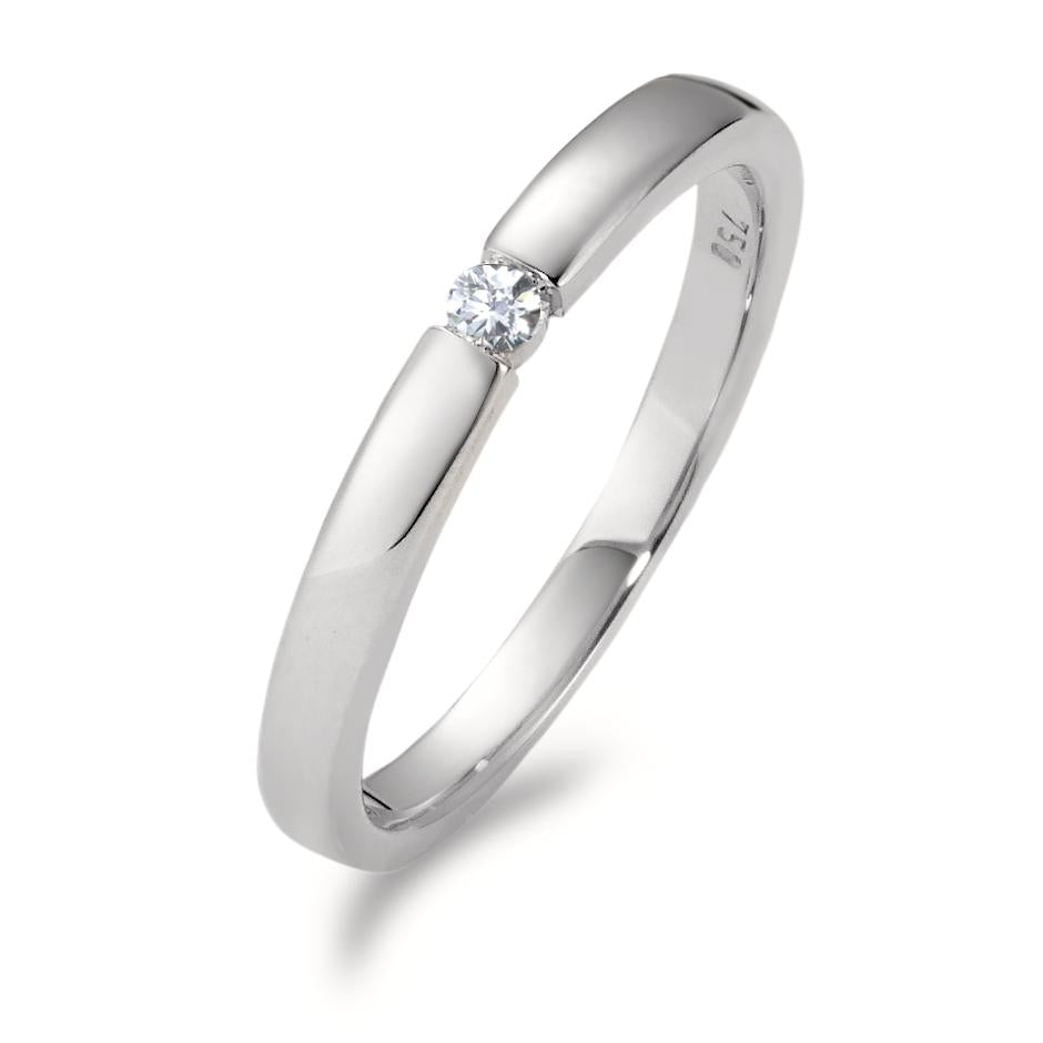 Solitaire ring 18k White Gold Diamond White, 0.05 ct, brilliant, w-si