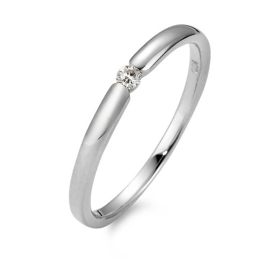 Solitaire ring 18k White Gold Diamond White, 0.04 ct, brilliant, w-si