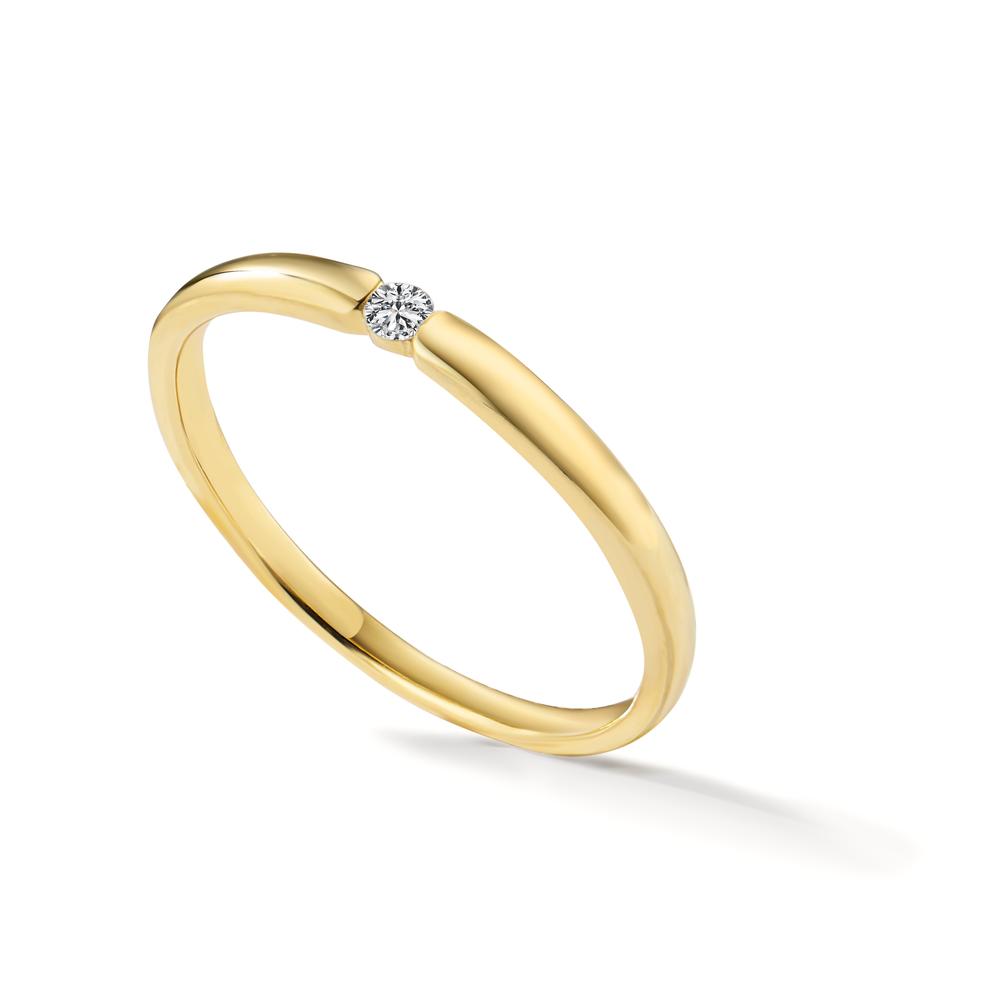 Solitaire ring 18k Yellow Gold Diamond White, 0.04 ct, brilliant, w-si