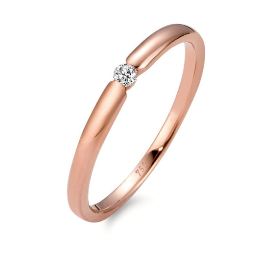 Solitaire ring 18k Rose Gold Diamond White, 0.04 ct, brilliant, w-si