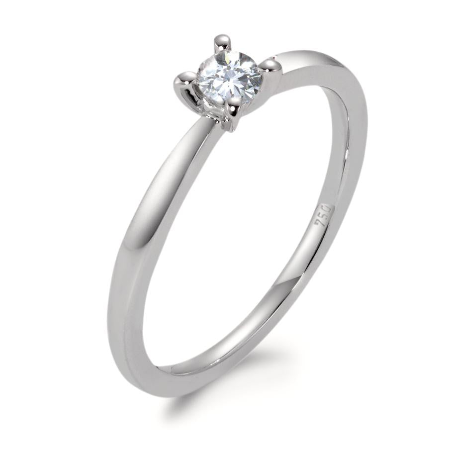 Solitaire ring 18k White Gold Diamond White, 0.15 ct, brilliant, w-si