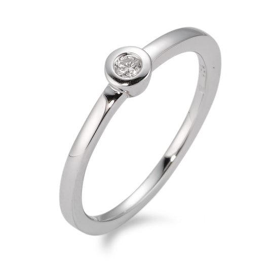 Solitaire ring 18k White Gold Diamond White, 0.05 ct, brilliant, w-si