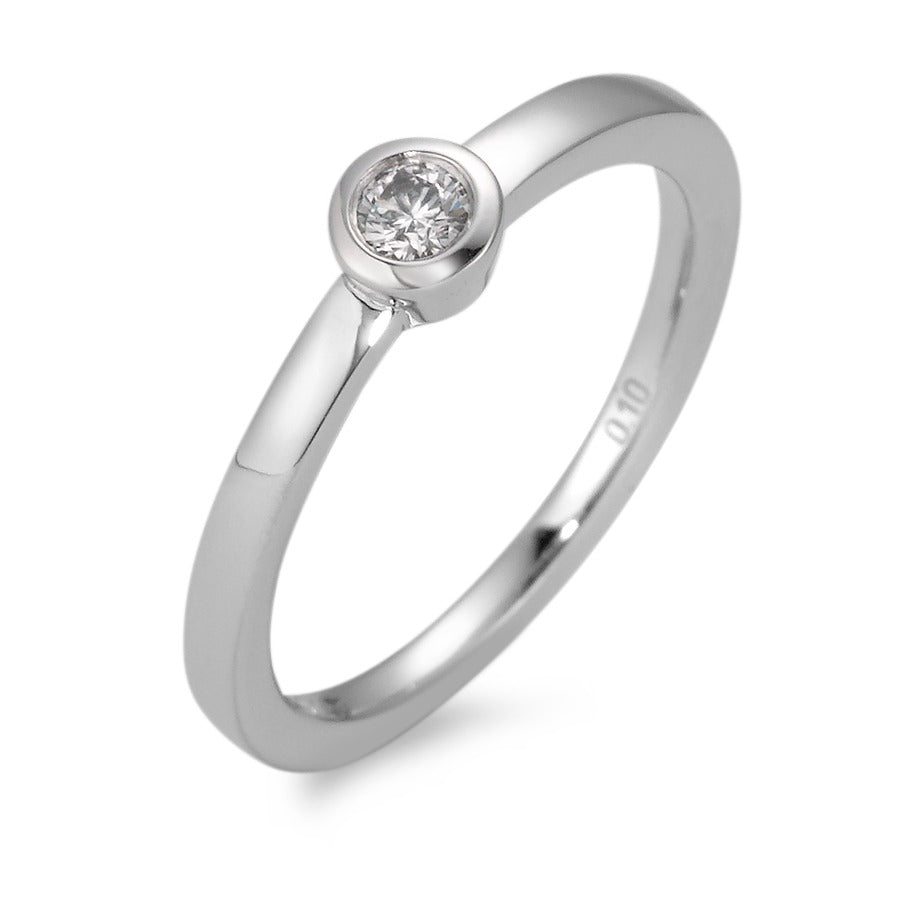 Solitaire ring 18k White Gold Diamond White, 0.10 ct, brilliant, w-si