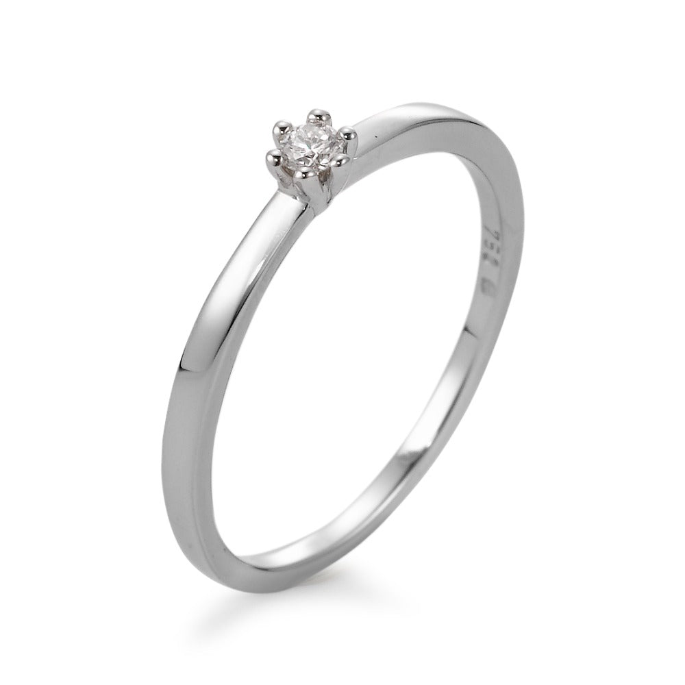 Solitaire ring 18k White Gold Diamond White, 0.05 ct, brilliant, w-si