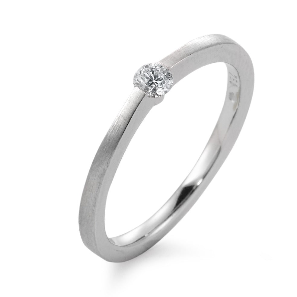 Solitaire ring 18k White Gold Diamond White, 0.10 ct, brilliant, w-si