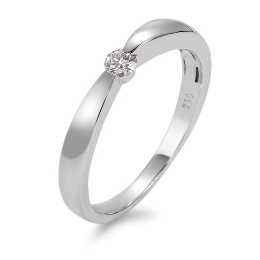 Solitaire ring 18k White Gold Diamond White, 0.10 ct, brilliant, w-si