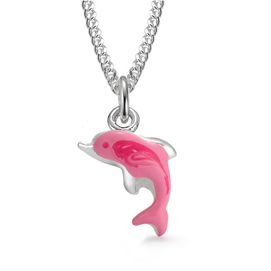 Necklace with pendant Silver Lacquered Dolphin 36 cm