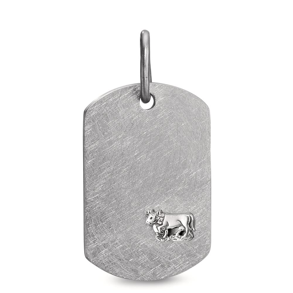 Engravable pendant Stainless steel, Silver Cow