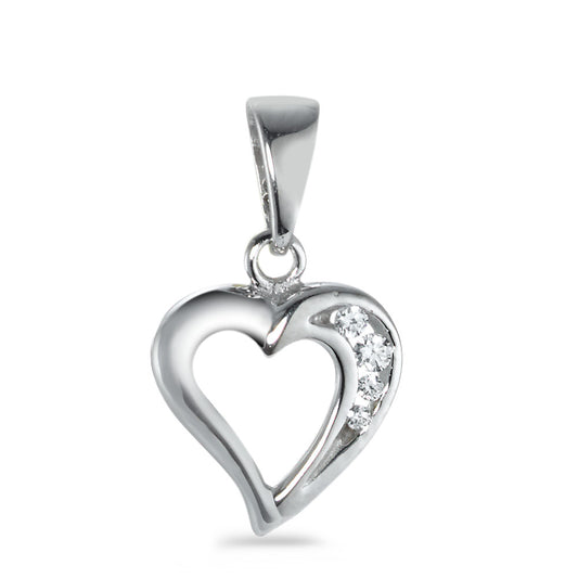 Pendant 18k White Gold Zirconia 4 Stones Heart