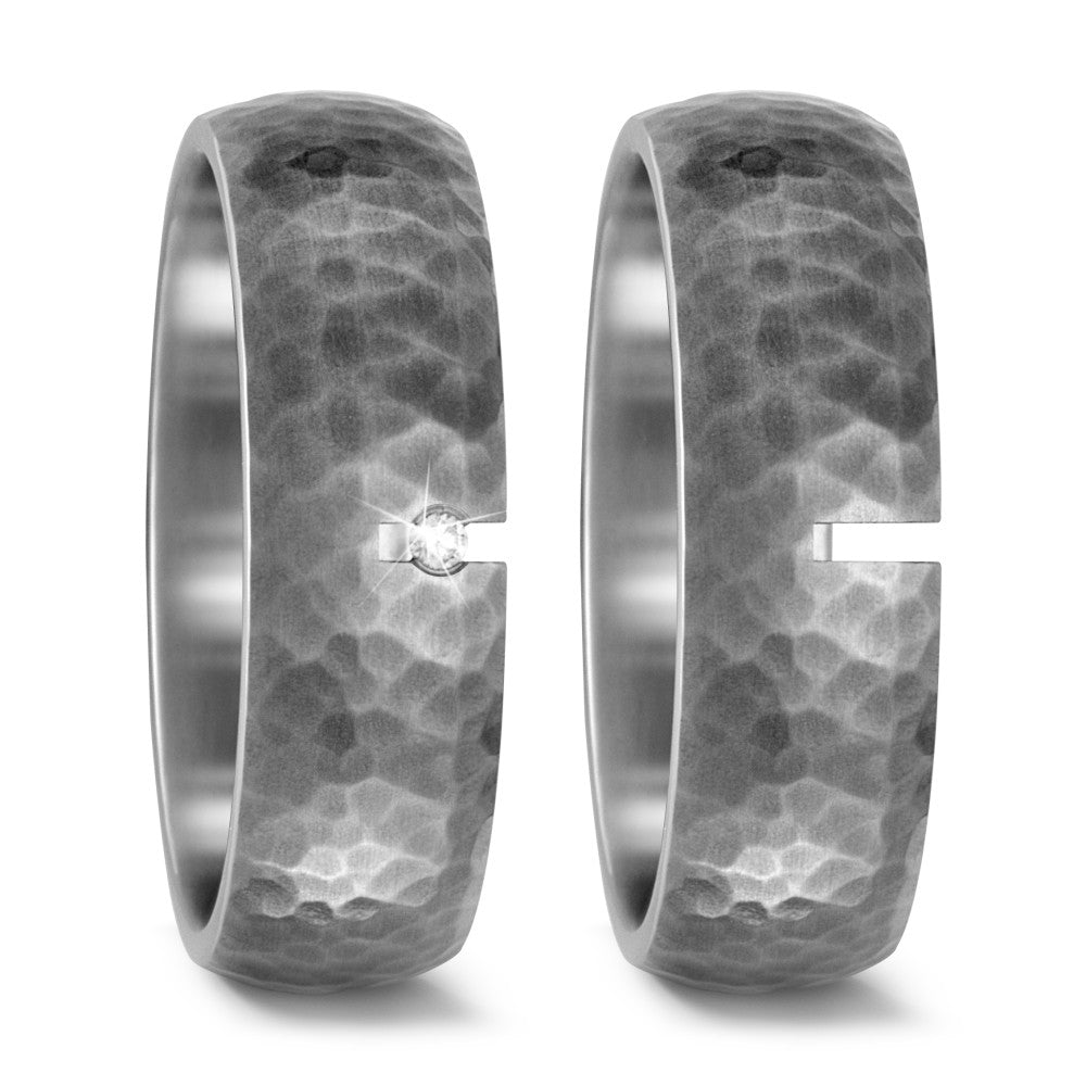 Wedding Ring Titanium Diamond 0.02 ct, w-si