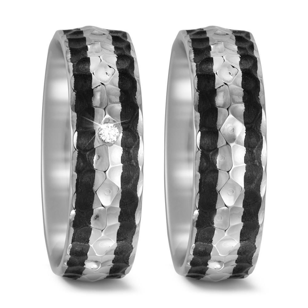 Wedding Ring Titanium, Carbon Diamond 0.03 ct, w-si