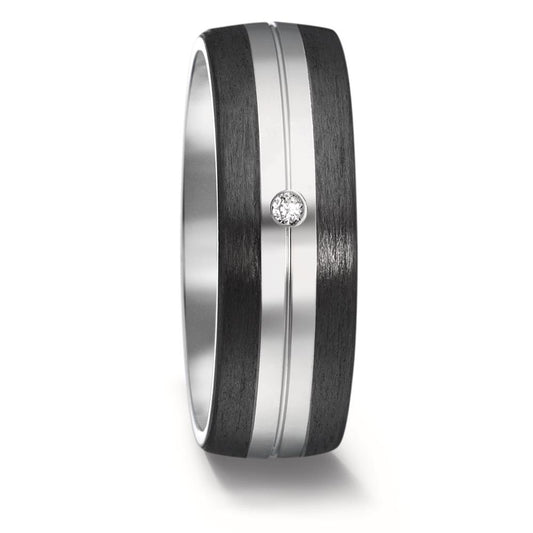 Wedding Ring Titanium, Carbon Diamond 0.03 ct, w-si