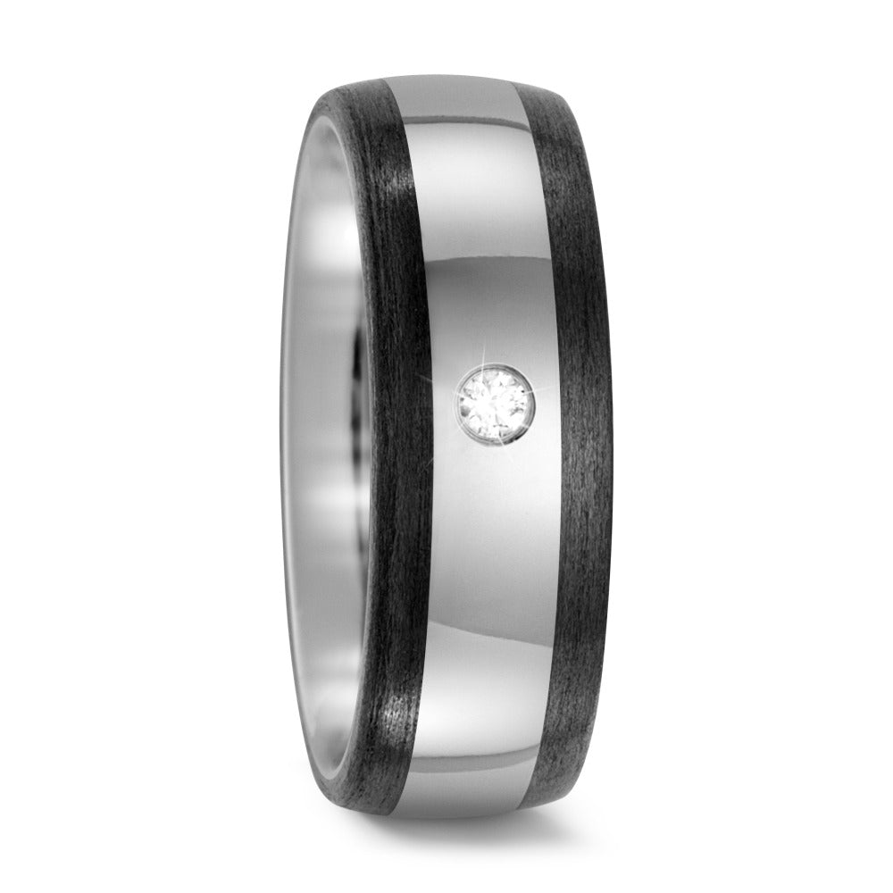 Wedding Ring Titanium, Carbon Diamond 0.03 ct, w-si