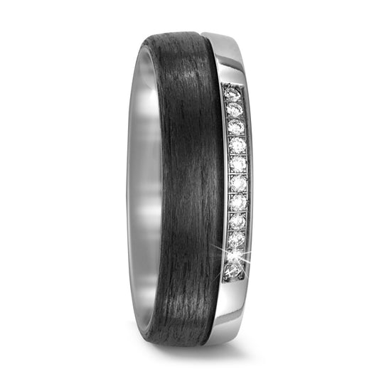 Wedding Ring Titanium, Carbon Diamond 0.11 ct, 11 Stones, w-si