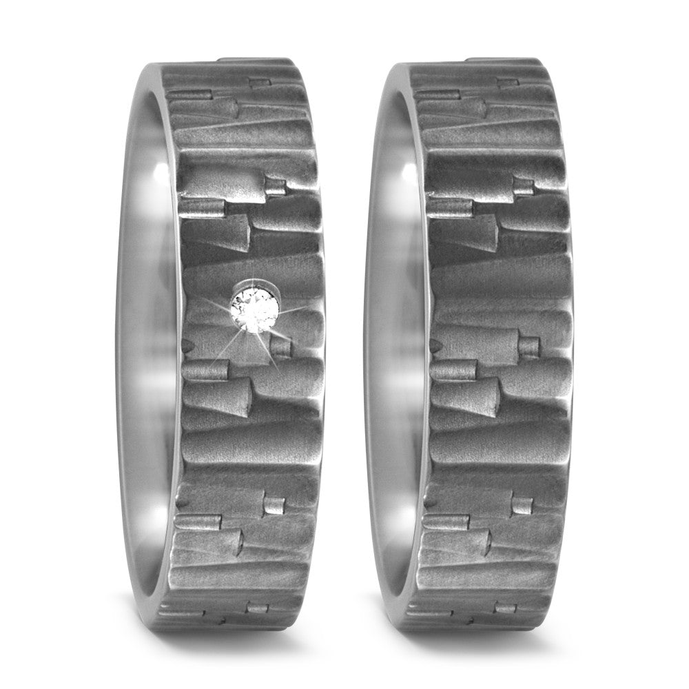 Wedding Ring Titanium Diamond 0.03 ct, w-si