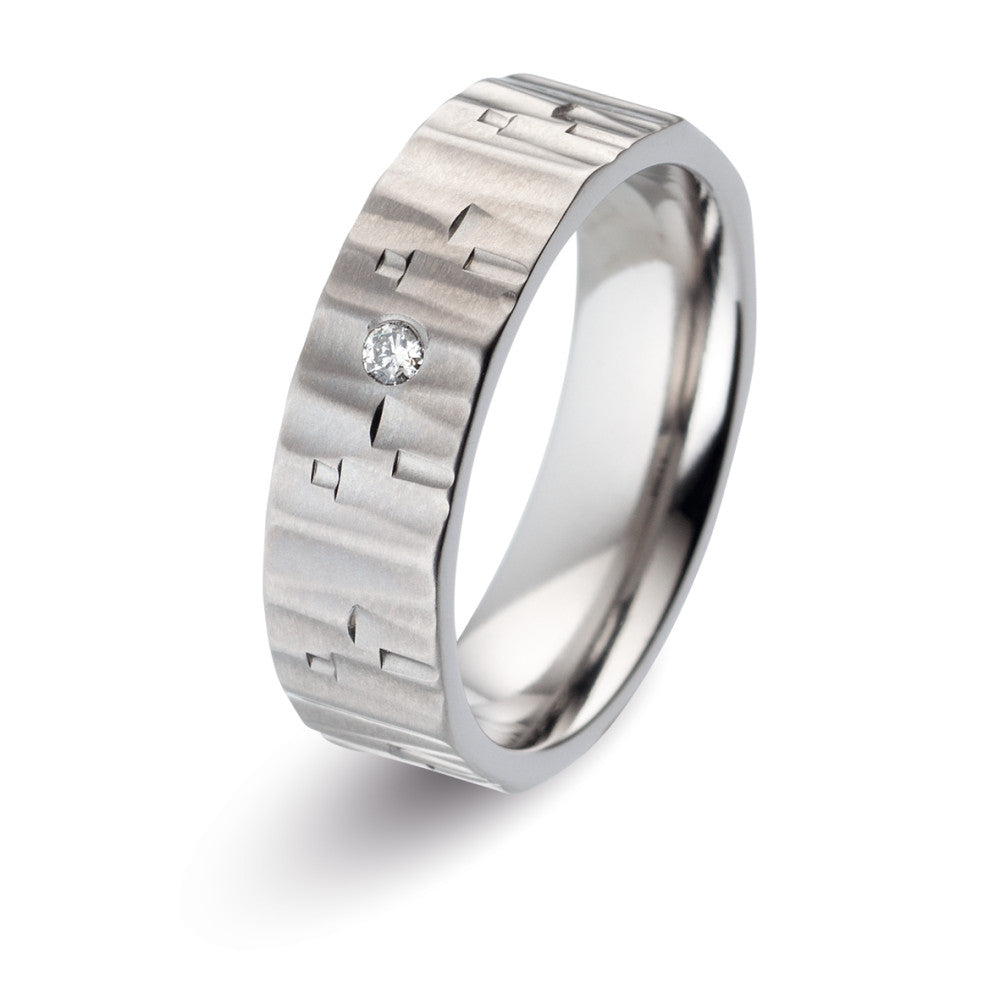 Wedding Ring Titanium Diamond 0.03 ct, w-si