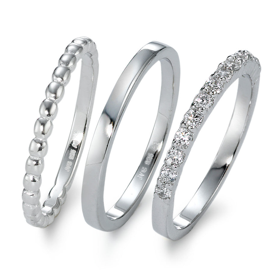 Ring set Silver Zirconia Rhodium plated