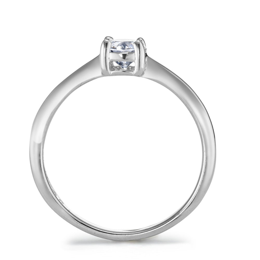 Solitaire ring Silver Zirconia Rhodium plated Ø4.5 mm