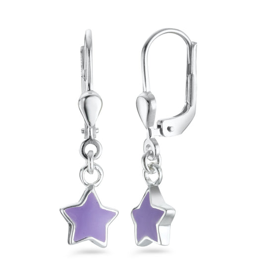 Drop Earrings Silver Lacquered Star