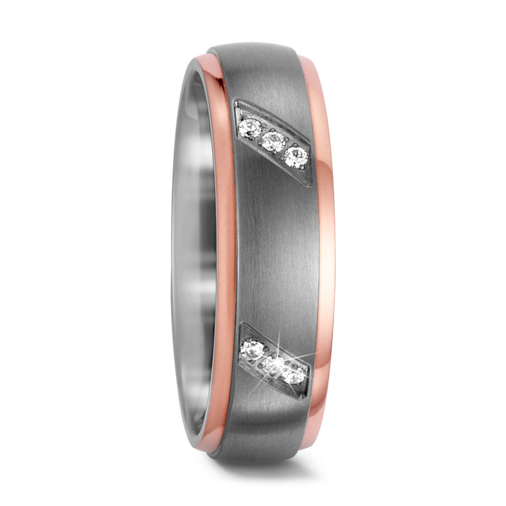 Wedding Ring Titanium Zirconia 15 Stones IP coated