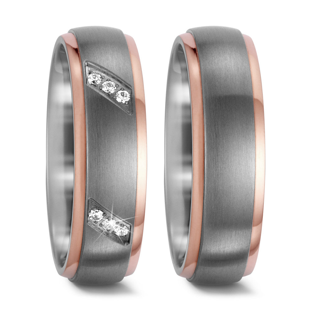 Wedding Ring Titanium Zirconia 15 Stones IP coated